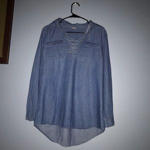 Charlotte Russe Denim look Blouse Size Large